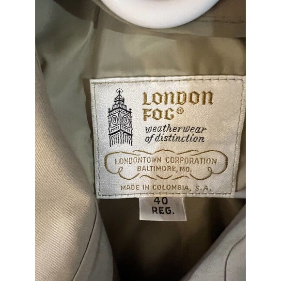 Vintage London Fog Military Field Style Safari Jacket Tan Zip Mens 40 Tan Rain - Picture 3 of 9